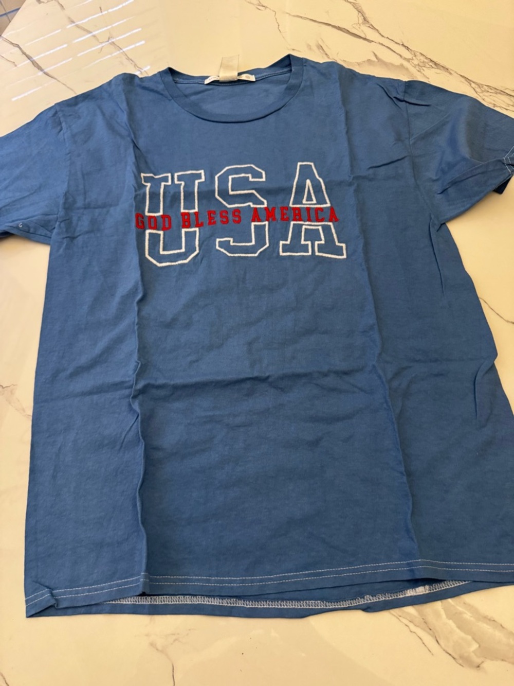 Altar'd State Blue Kids USA Graphic Tee with Red Text